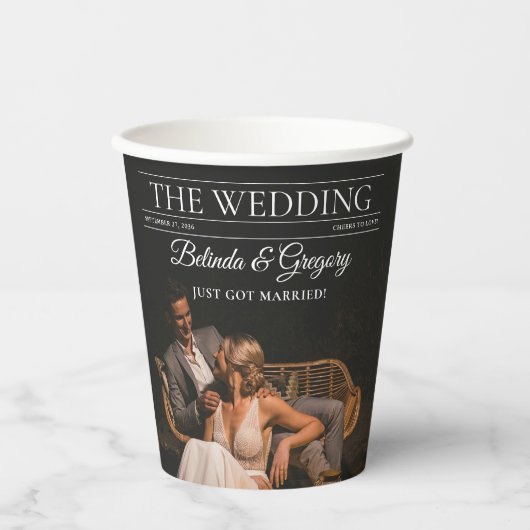 Zeitschrift Redaktion Zeitung Fotos Hochzeit Pappbecher (Vorderseite)