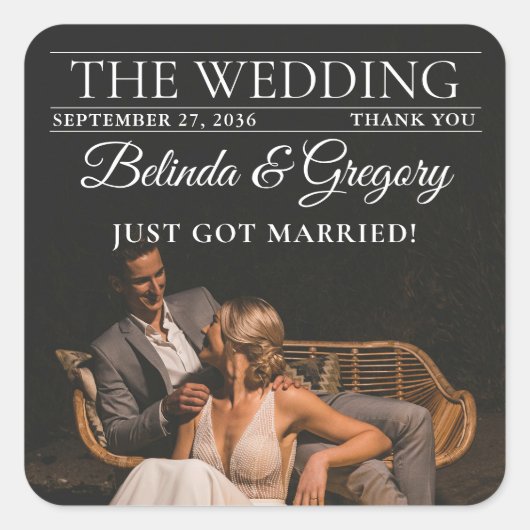 Zeitschrift Redaktion Zeitung Fotos Hochzeit Quadratischer Aufkleber (Vorderseite)