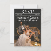 Zeitschrift Redaktion Zeitung Fotos Hochzeit RSVP Karte (Vorderseite)