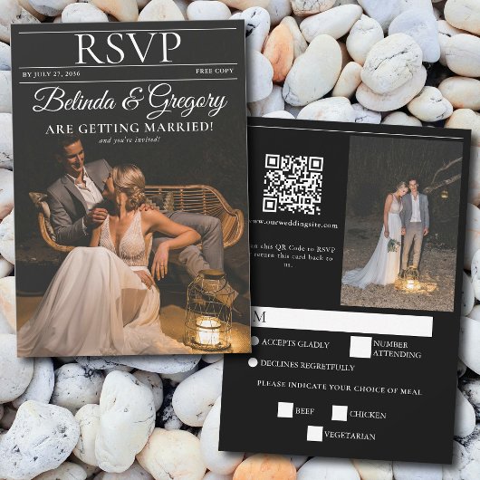 Zeitschrift Redaktion Zeitung Fotos Hochzeit RSVP Karte