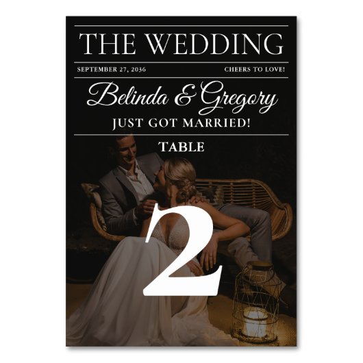 Zeitschrift Redaktion Zeitung Fotos Hochzeit Tischnummer (Vorderseite)