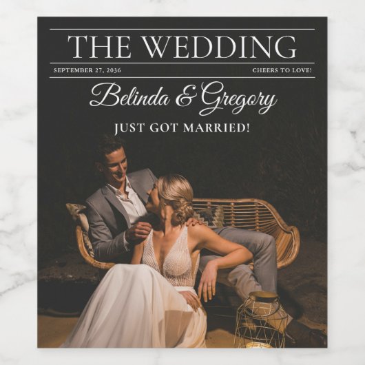 Zeitschrift Redaktion Zeitung Fotos Hochzeit Weinetikett (Einzelnes Label)