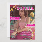 Zeitschrift "Rosa und Gold" Cover QR Code Quinceañ Einladung (Vorderseite)