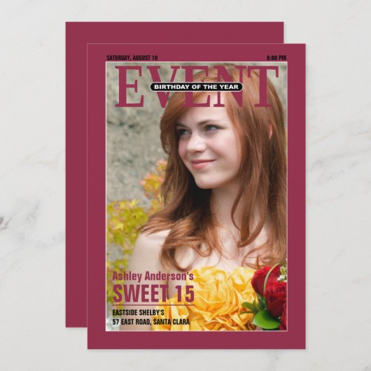 Zeitschrift Sweet 15 Geburtstag Einladung | FOTO (Vorne/Hinten)