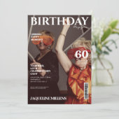 Zeitschrift über 60. Geburtstagsparty Einladung (Stehend Vorderseite)