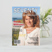 Zeitschrift über 70. Geburtstagsparty Einladung (Stehend Vorderseite)
