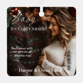 Zeitschrift über Weihnachtsschwangerschaft Ankündi Ornament Aus Metall (Vorderseite)