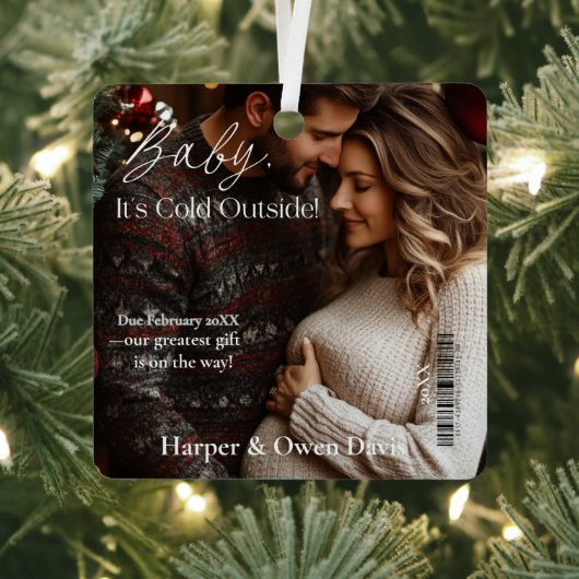 Zeitschrift über Weihnachtsschwangerschaft Ankündi Ornament Aus Metall (InSitu)