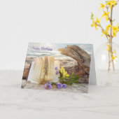 Zeitschrift und Rosen auf Treibholz Karte (Gelbe Blume)