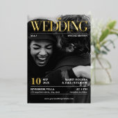 Zeitschrift Zeitung Hochzeit Foto GOLD Folieneinladung (Stehend vorne)