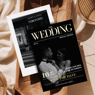 Zeitschrift Zeitung Hochzeitsfoto Save the Date Folieneinladung