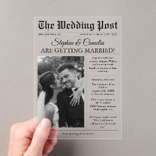 Zeitschrift Zeitung Hochzeitsszenario-Foto Acryleinladungen