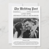 Zeitschrift Zeitung Hochzeitsszenario-Foto Dankeskarte (Vorderseite)