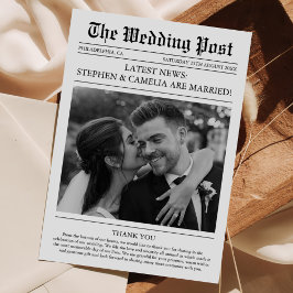 Zeitschrift Zeitung Hochzeitsszenario-Foto Dankeskarte