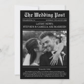 Zeitschrift Zeitung Hochzeitsszenario-Foto Dankeskarte (Vorderseite)