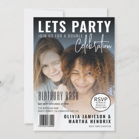 Zeitschriftenabdeckung | Gemeinsame Geburtstagspar Einladung (Vorderseite)