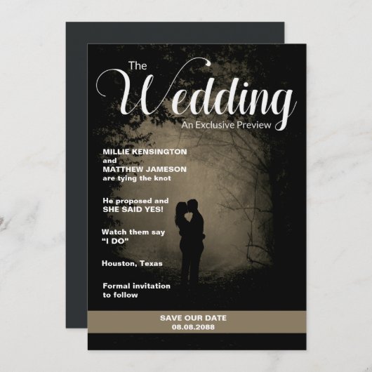 Zeitschriftenabdeckung | Save the Date Hochzeit Einladung (Vorne/Hinten)
