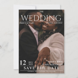 Zeitschriftenzeitschrift Hochzeit retten Datum Einladung