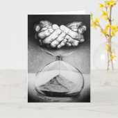 Zeitstundenfenster Stift zeichnend surreale Kunst Karte (Gelbe Blume)