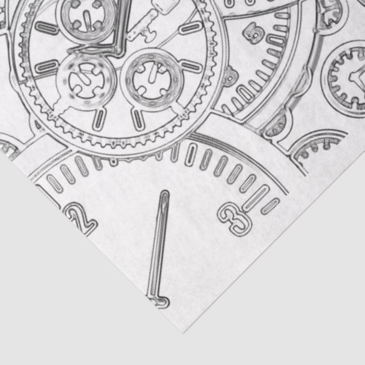 Zeituhren Schwarz-weißes Dekoupage Tissue Paper Seidenpapier (Ausschnitt)