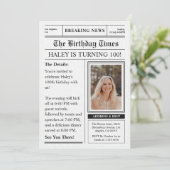 Zeitung 100. Geburtstag Fun Magazine Cover Foto Einladung (Stehend Vorderseite)