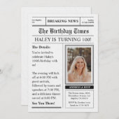 Zeitung 100. Geburtstag Fun Magazine Cover Foto Einladung (Vorne/Hinten)