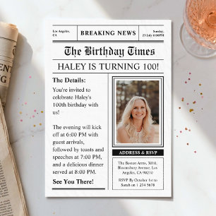 Zeitung 100. Geburtstag Fun Magazine Cover Foto Einladung