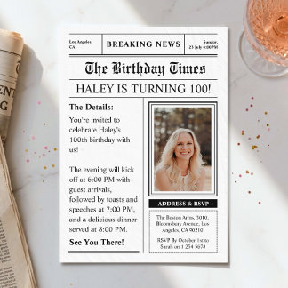 Zeitung 100. Geburtstag Fun Magazine Cover Foto Einladung