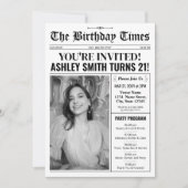 Zeitung 21. Geburtstag Einladung mit Programm (Vorderseite)