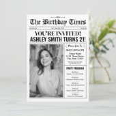 Zeitung 21. Geburtstag Einladung mit Programm (Stehend Vorderseite)