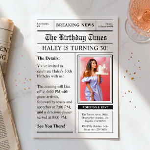Zeitung 30. Geburtstag Funny Magazine Cover Foto Einladung