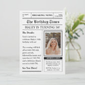 Zeitung 50. Geburtstag Funny Magazine Cover Foto Einladung (Stehend Vorderseite)