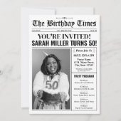 Zeitung 50. Geburtstagsparty Einladung & Programm (Vorderseite)