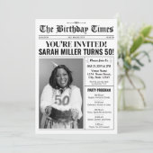 Zeitung 50. Geburtstagsparty Einladung & Programm (Stehend Vorderseite)