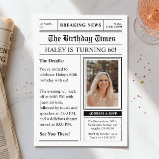 Zeitung 60. Geburtstag Funny Magazine Cover Foto Einladung