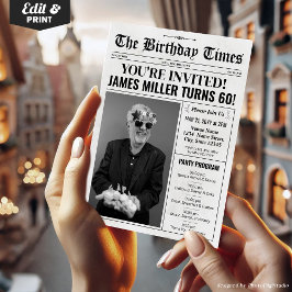 Zeitung 60. Geburtstagsparty Einladung & Programm