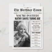 Zeitung 80. Geburtstag Einladungen mit Programm (Vorderseite)