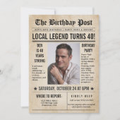 Zeitung Birthday News Funny Humors Men 40. Einladung (Vorderseite)