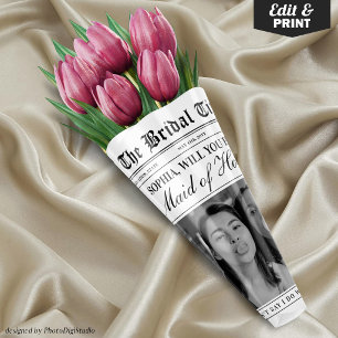 Zeitung Blumenstrauß für Brautjungfer Antrag Geschenkpapier Set
