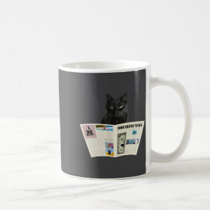 Zeitung Breaking News Schwarze Katze Au Journal Kaffeetasse