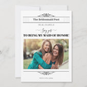 Zeitung Bridesmaid Vorschlag Retro Script Schrifta Einladung (Vorderseite)