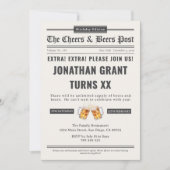 Zeitung Cheers & Bierbrauerei Geburtstagsparty Einladung (Vorderseite)