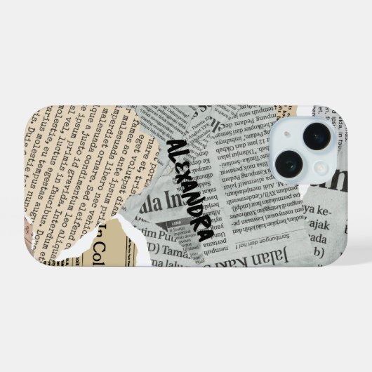 Zeitung Collage Phone Case iPhone 15 Hülle (Rückseite (Horizontal))