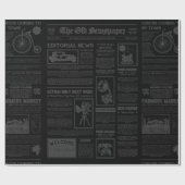Zeitung der antiken 1920er Jahre Vintag schwarz Geschenkpapier (Flach)