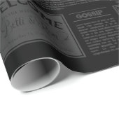 Zeitung der antiken 1920er Jahre Vintag schwarz Geschenkpapier (Rolleneckpunkt)