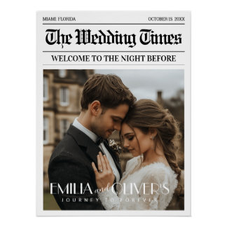 Zeitung die Nacht vor Hochzeit Begrüßungszeichen Poster