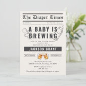Zeitung Ein Baby ist das Party mit Windeln Einladung (Stehend Vorderseite)