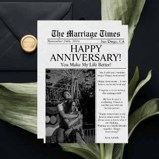Zeitung Einzigartig Lustiges Foto Hochzeit Jubiläu Karte