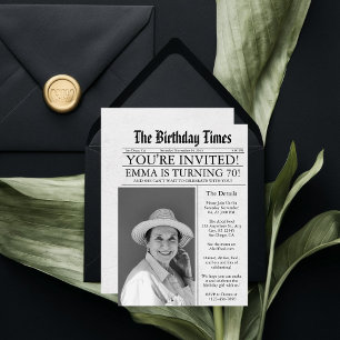 Zeitung Einzigartig Spaß 70. Geburtstag Foto-Party Einladung