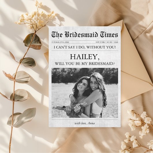 Zeitung Einzigartige Bridesmaid Foto Einladung
